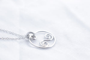 Simple spiral necklace on silver chain