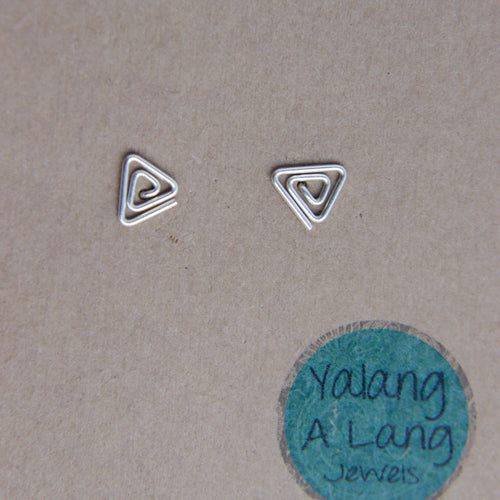 Swirly triangle stud earrings