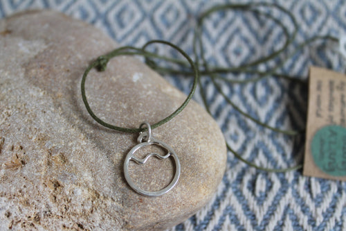 Flow necklace on green cord