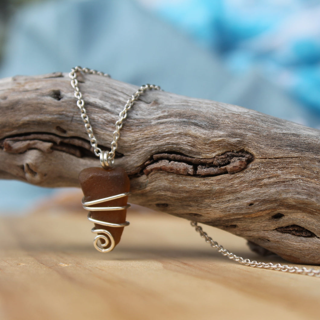 Seaglass swirl Necklace (Barwon Heads, VIC) 40cm chain