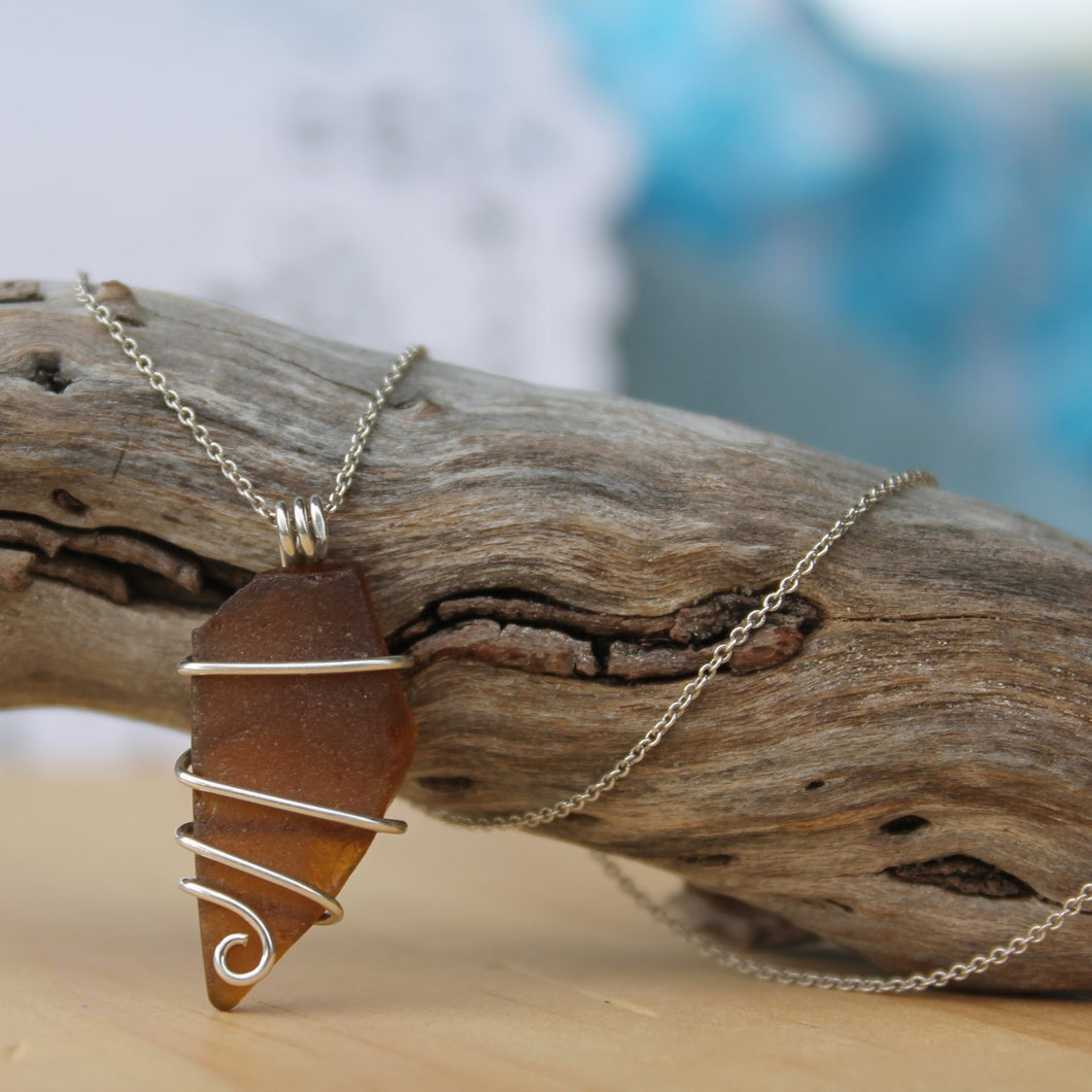 Seaglass swirl Necklace (Queenscliff, VIC) 45cm chain