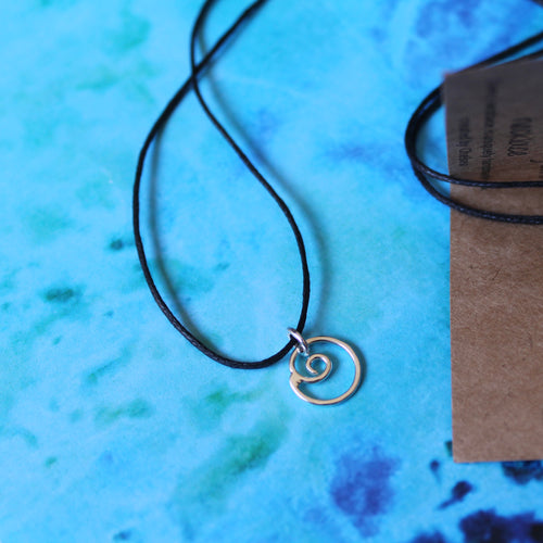 Swirly flow necklace on brown cord